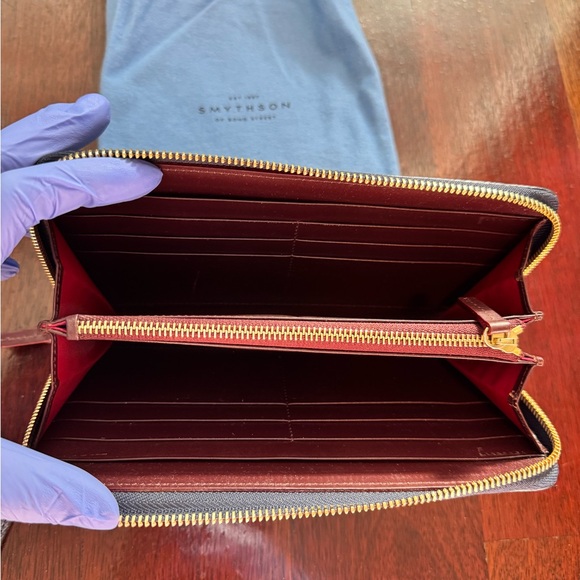 Smythson Dark Navy Travel Zip Wallet - Picture 5 of 6